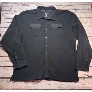 Mountain Hardwear Shirt Mens 2XL Black Button Up Shacket Pocket Fleece Soft‎